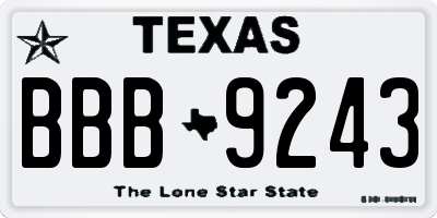 TX license plate BBB9243