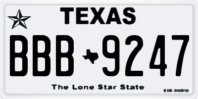 TX license plate BBB9247