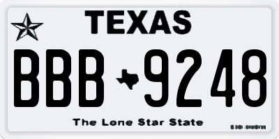 TX license plate BBB9248