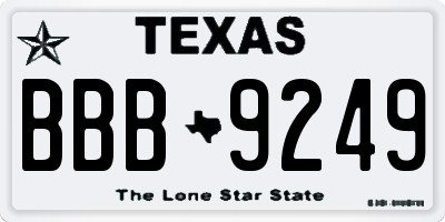 TX license plate BBB9249