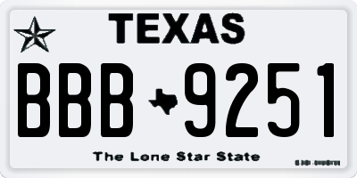 TX license plate BBB9251