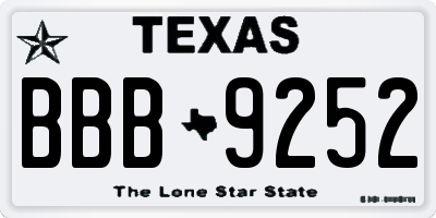 TX license plate BBB9252