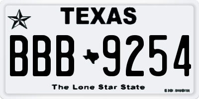 TX license plate BBB9254