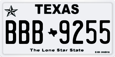 TX license plate BBB9255