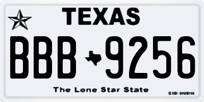 TX license plate BBB9256