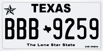 TX license plate BBB9259