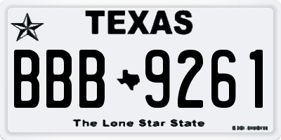 TX license plate BBB9261