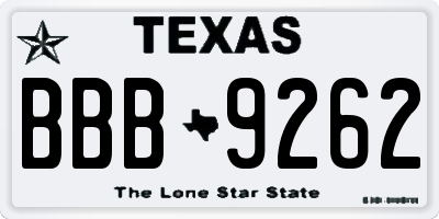 TX license plate BBB9262