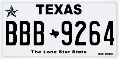 TX license plate BBB9264