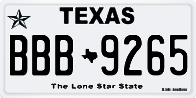 TX license plate BBB9265