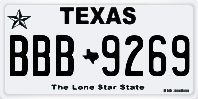 TX license plate BBB9269