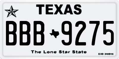 TX license plate BBB9275