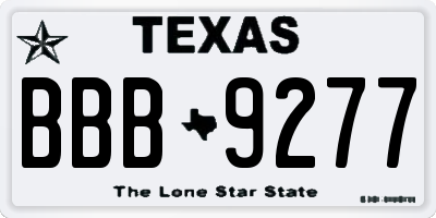 TX license plate BBB9277