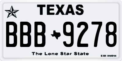 TX license plate BBB9278