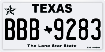 TX license plate BBB9283