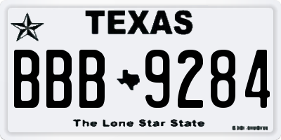 TX license plate BBB9284