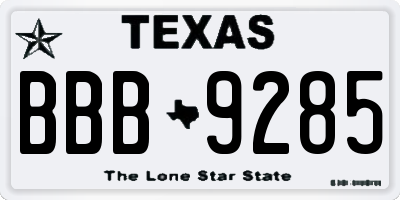 TX license plate BBB9285