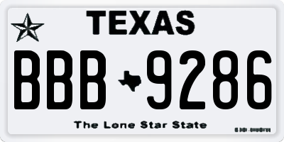 TX license plate BBB9286