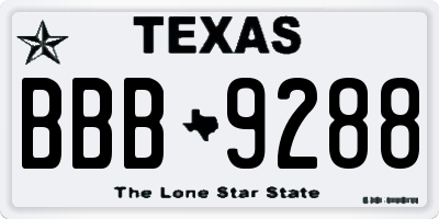 TX license plate BBB9288