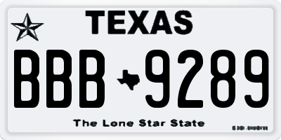 TX license plate BBB9289