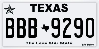 TX license plate BBB9290