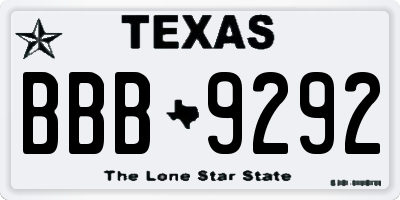 TX license plate BBB9292