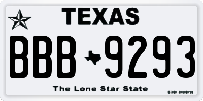 TX license plate BBB9293