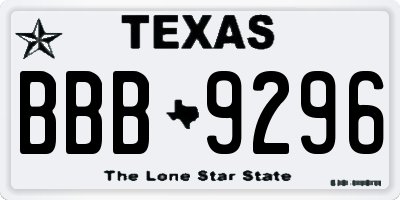 TX license plate BBB9296