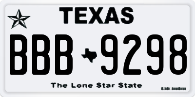 TX license plate BBB9298