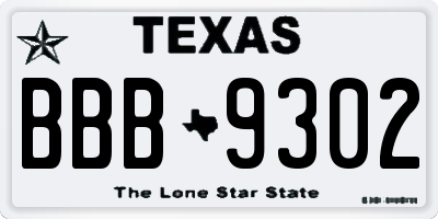 TX license plate BBB9302