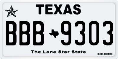 TX license plate BBB9303