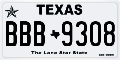 TX license plate BBB9308