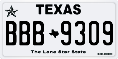 TX license plate BBB9309