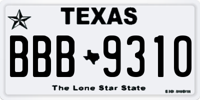TX license plate BBB9310