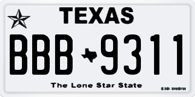 TX license plate BBB9311