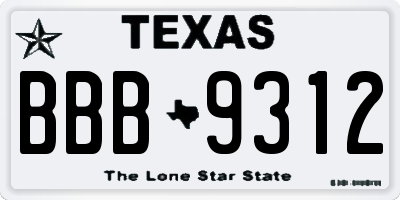 TX license plate BBB9312