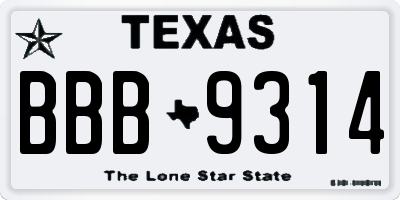 TX license plate BBB9314