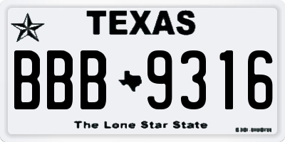 TX license plate BBB9316