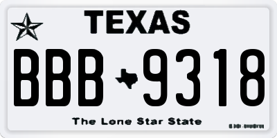 TX license plate BBB9318