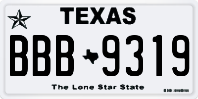 TX license plate BBB9319