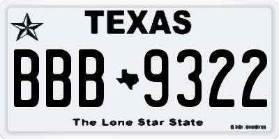 TX license plate BBB9322