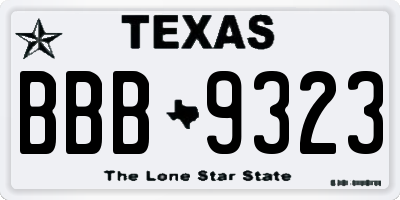 TX license plate BBB9323
