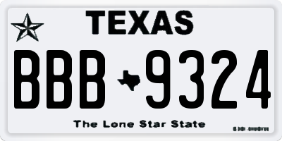 TX license plate BBB9324