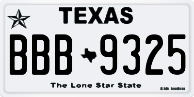 TX license plate BBB9325