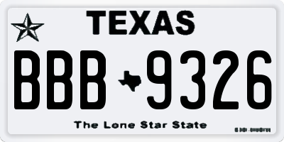 TX license plate BBB9326