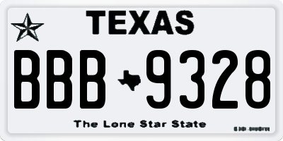 TX license plate BBB9328