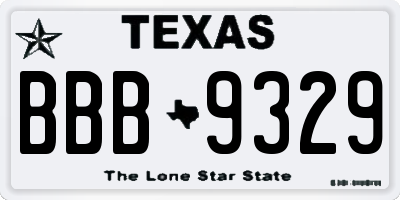 TX license plate BBB9329