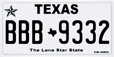 TX license plate BBB9332