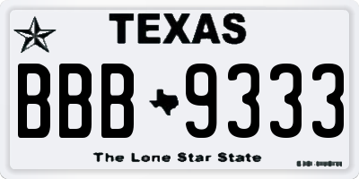 TX license plate BBB9333