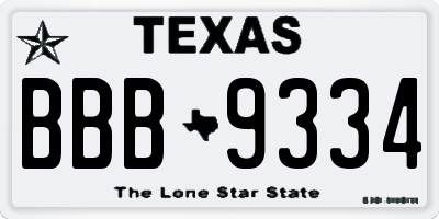 TX license plate BBB9334